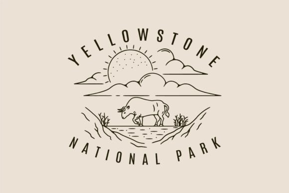 Yellowstone National Park Logo Line Art